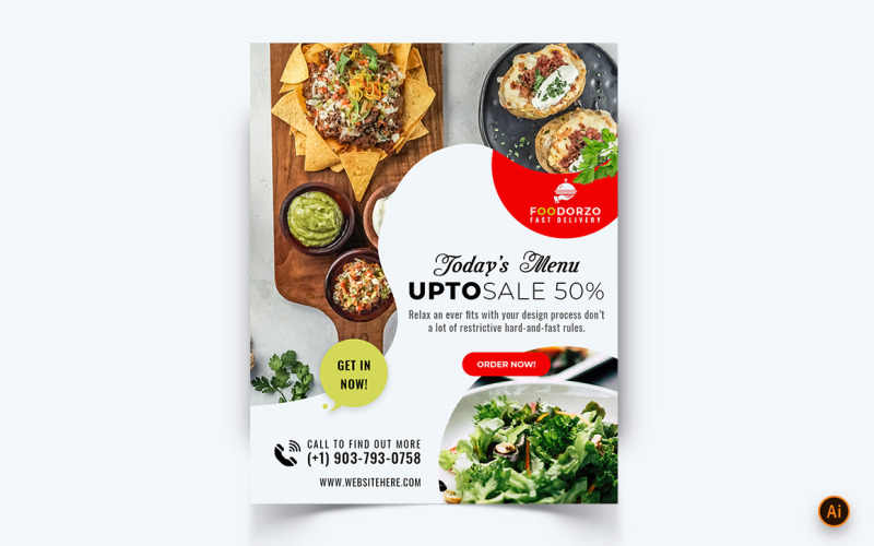 Restaurante de comida ofrece plantilla de diseño de feed de Instagram para redes sociales-05