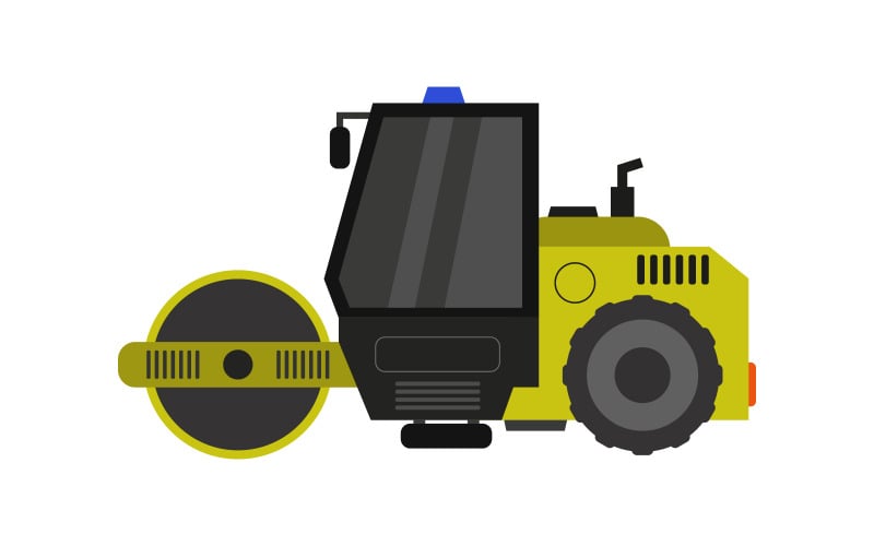 Road roller  in vector on background