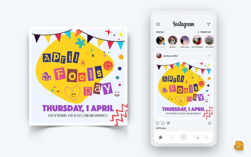 Aprílový den Sociální sítě Instagram Post Design-02