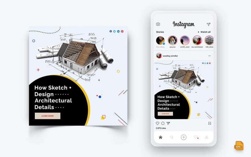 Архитектурный дизайн Социальные сети Instagram Post Design-02