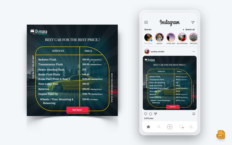 Автомобильный сервис в социальных сетях Instagram Post Design-07