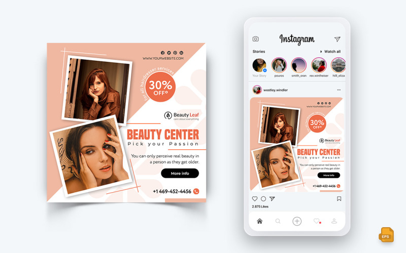 Салон краси та СПА Соціальні мережі Instagram Дизайн публікації-57