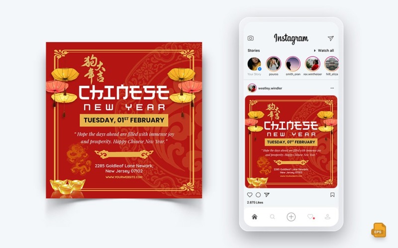 Çin Yeni Yılı Sosyal Medya Instagram Post Tasarımı-01