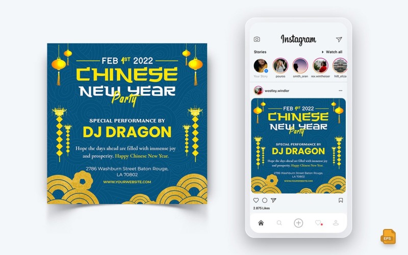 Çin Yeni Yılı Sosyal Medya Instagram Post Tasarımı-06