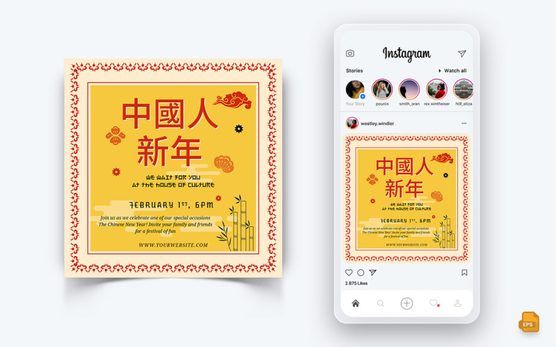 Çin Yeni Yılı Sosyal Medya Instagram Post Tasarımı-09
