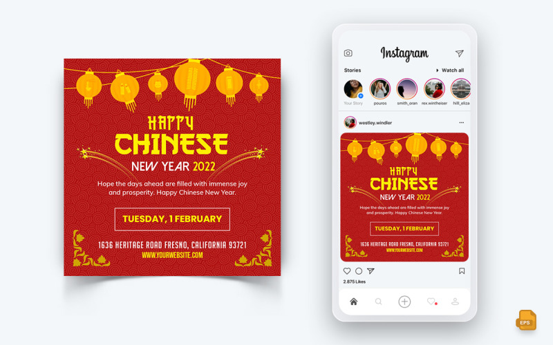 Conception de publication Instagram sur les médias sociaux du Nouvel An chinois-05