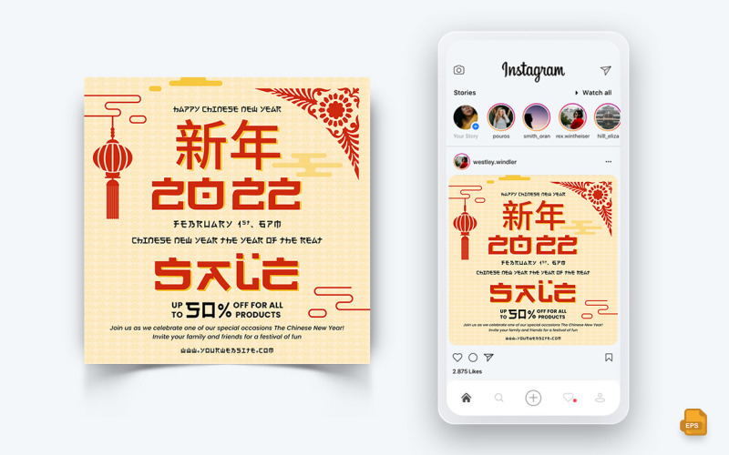 Design del post Instagram dei social media del capodanno cinese-16
