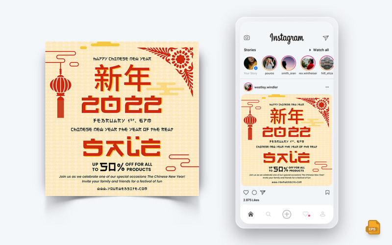 Diseño de publicación de Instagram de redes sociales de año nuevo chino-16