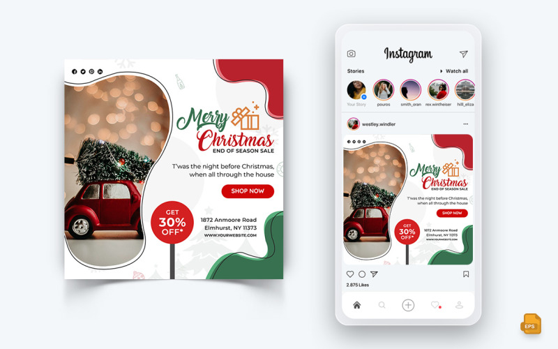 Modelo de Design de Post de Instagram de Mídia Social de Celebração de Oferta de Natal - 11