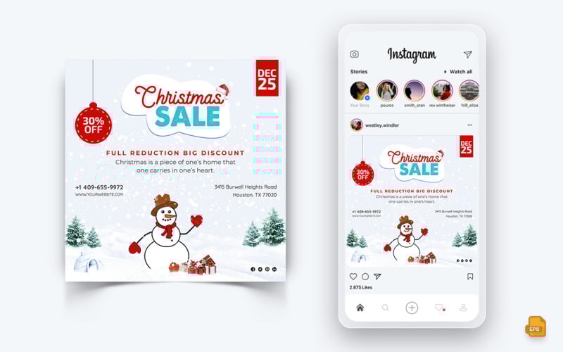 Weihnachtsangebot Sale Celebration Social Media Instagram Post Design Template-09