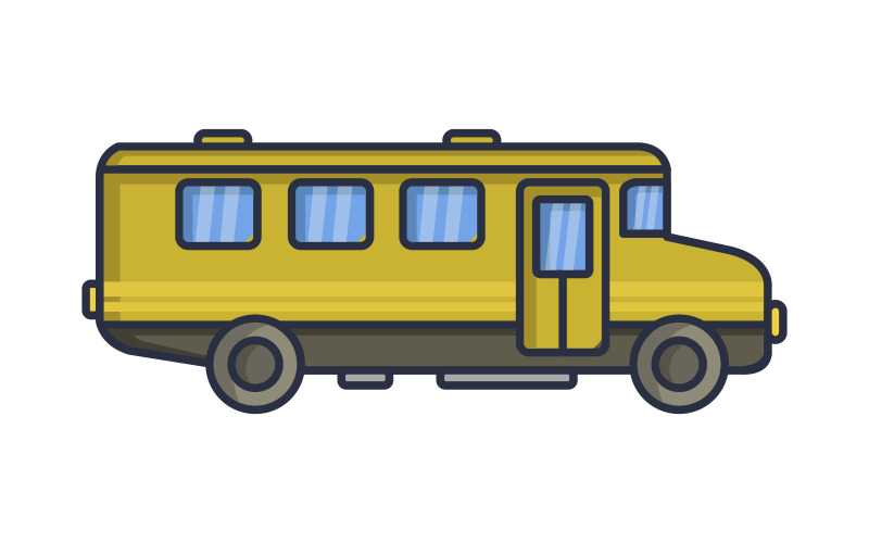 A háttérben vektorral illusztrált iskolabusz