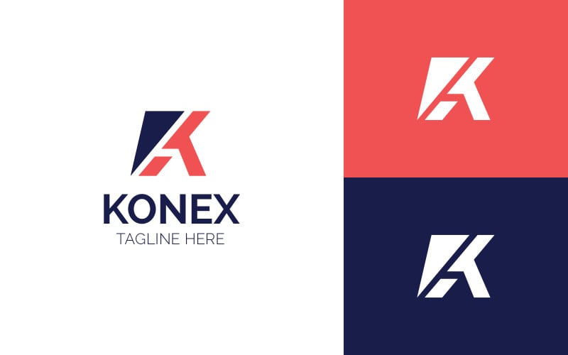 K bokstaven Konex logotyp designmall