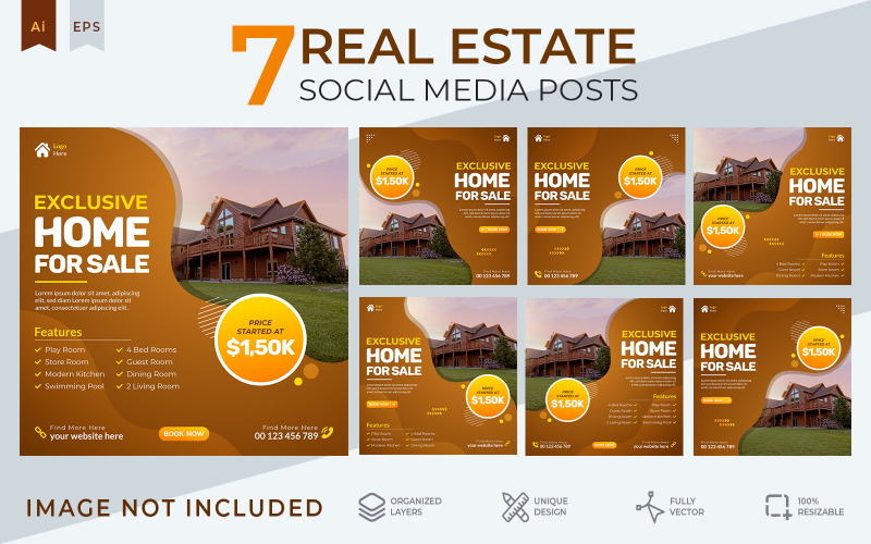 Modèle de publication Instagram sur les médias sociaux de l'immobilier