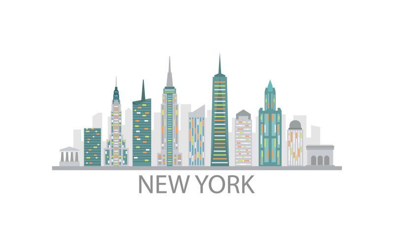 Skyline von New York im Vektor auf Hintergrund dargestellt