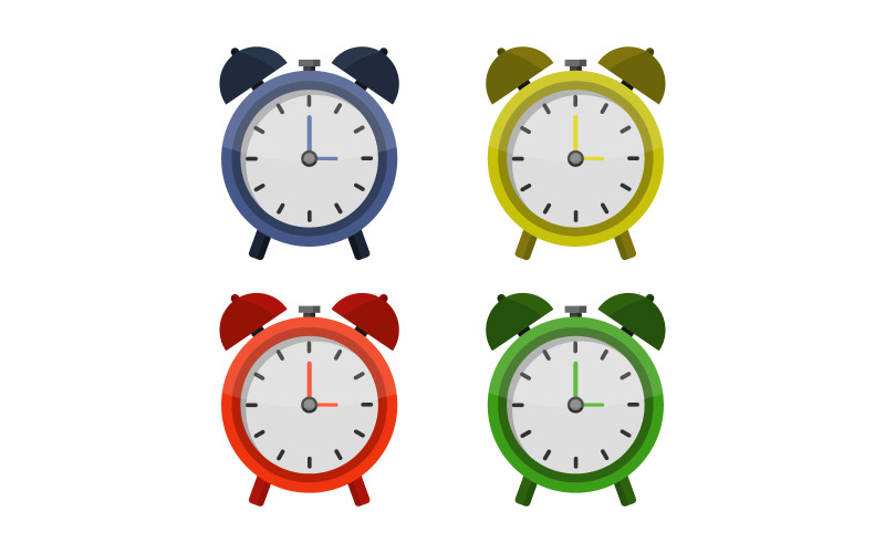 Alarm clock colored in vector on background