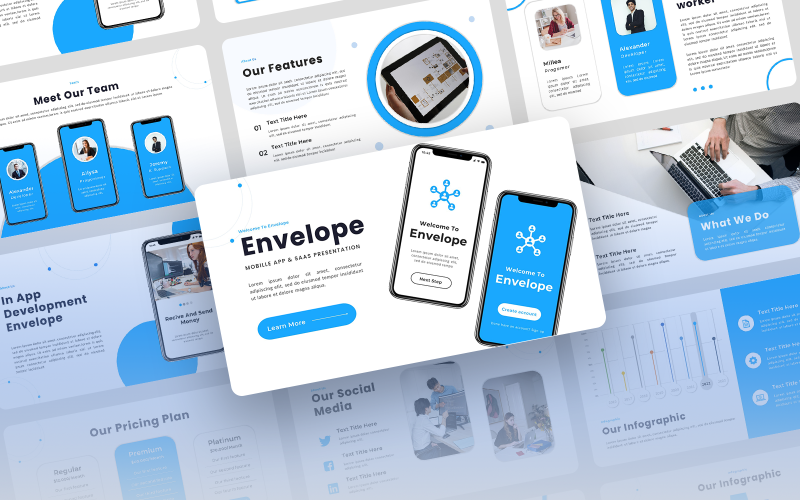 Envelop - Mobiele app & SAAS Keynote-sjabloon
