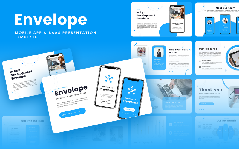 Envelope - Modelo de Google Slides de aplicativo para dispositivos móveis e SAAS
