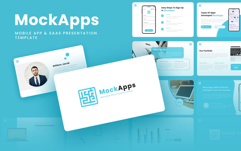 MockApps - Modello di diapositive Google per app mobili e SAAS