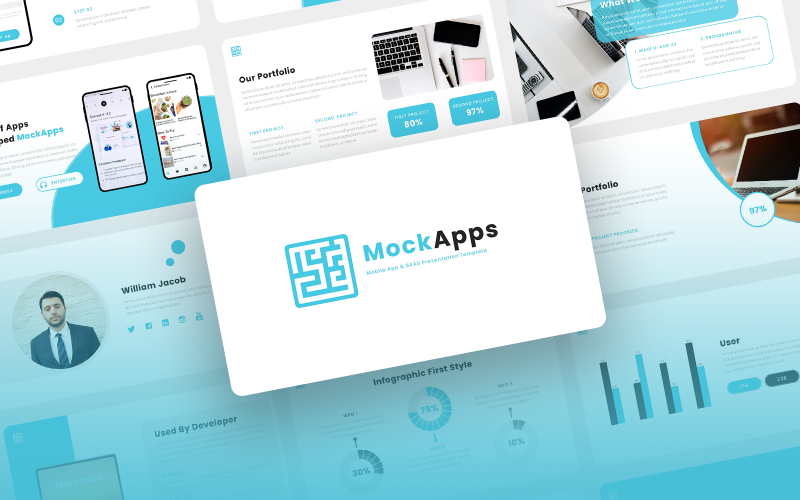 MockApps - Modelo de PowerPoint de aplicativo móvel e SAAS