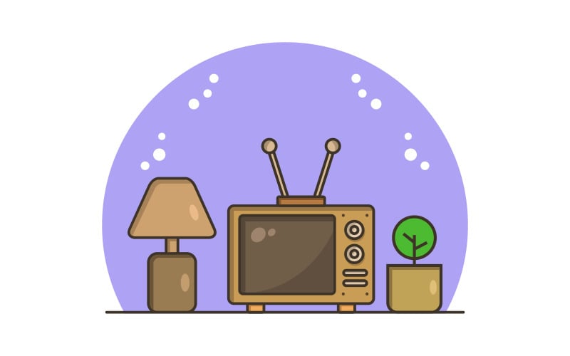 Televisão ilustrada em vetor no fundo
