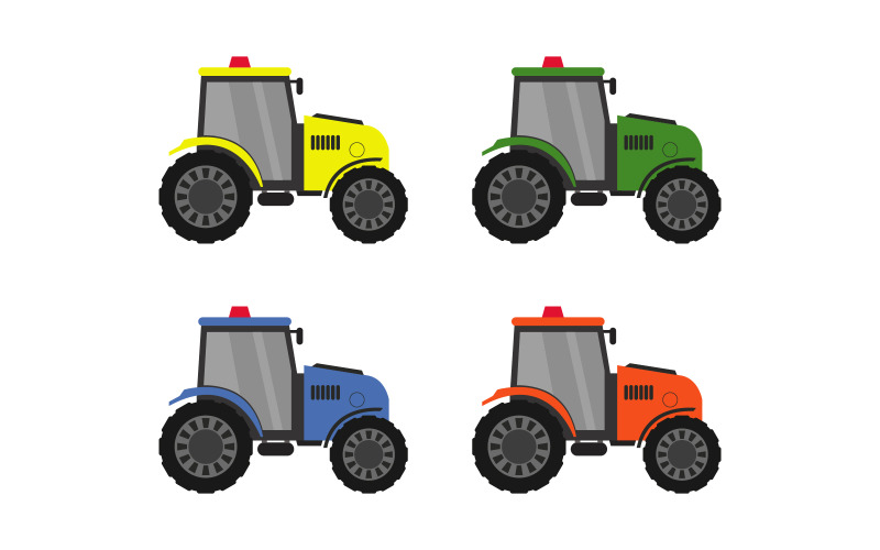 Tractor ilustrado y coloreado en vector sobre fondo blanco