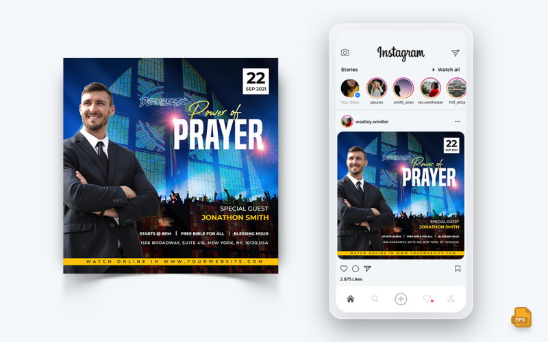 Církevní motivační projev Sociální média Instagram Post Design-09