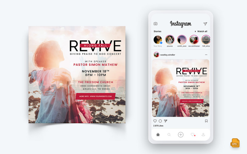 Církevní motivační projev Sociální média Instagram Post Design-13