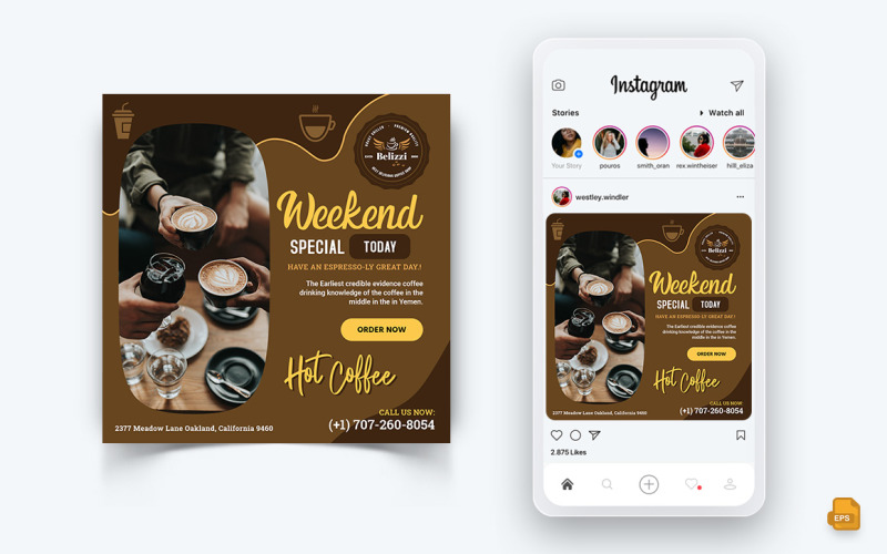 Coffeeshop Social Media Instagram Post Design-12