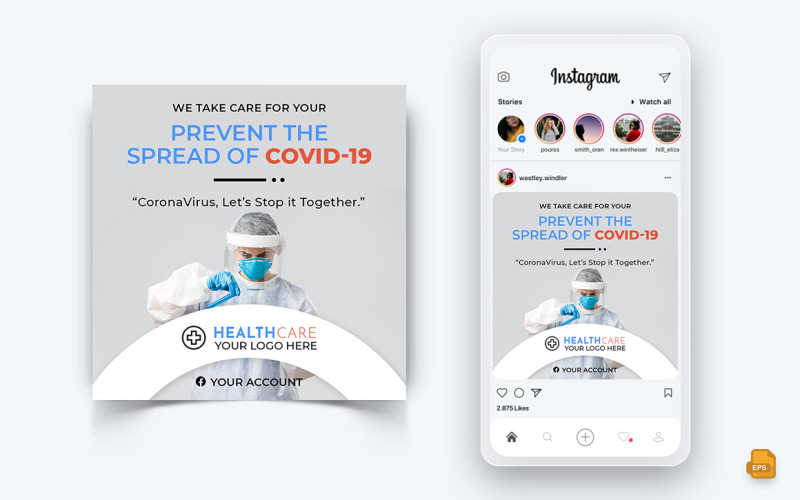 Corona Virus Awareness Media społecznościowe Projektowanie postów na Instagramie-02