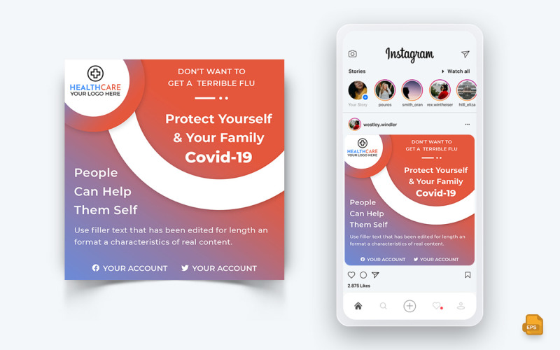 Corona Virus Awareness Media społecznościowe Projektowanie postów na Instagramie-04