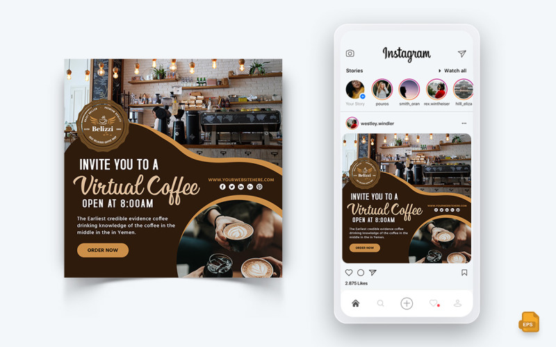 Design de postagem de Instagram de mídia social de cafeteria-02
