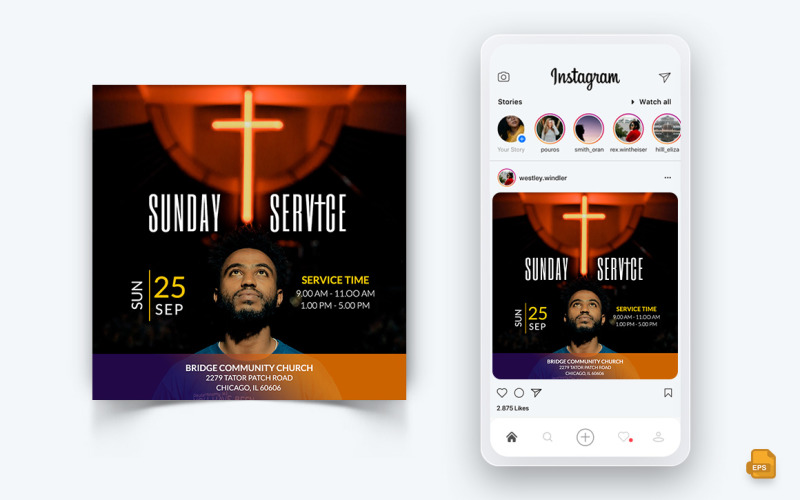 Discorso motivazionale della Chiesa Social Media Instagram Post Design-15