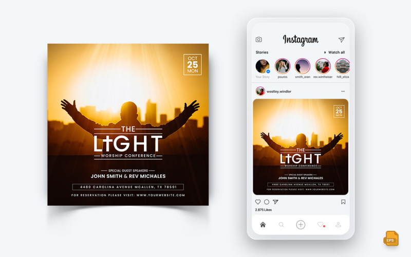 Discours de motivation de l'église Médias sociaux Instagram Post Design-14