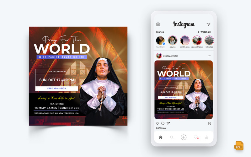 Discours de motivation de l'église Médias sociaux Instagram Post Design-17
