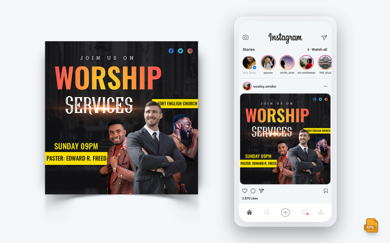 Discurso Motivacional da Igreja Redes Sociais Instagram Post Design-04