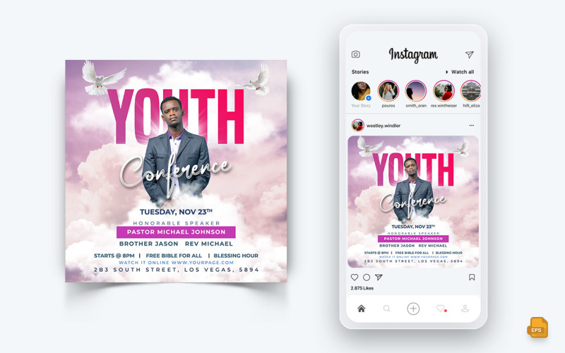 Discurso Motivacional da Igreja Redes Sociais Instagram Post Design-08
