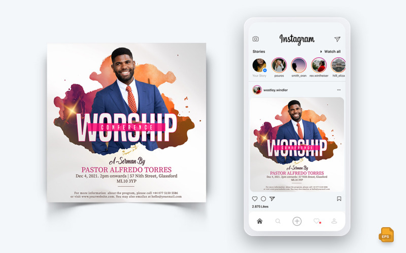 Discurso Motivacional da Igreja Redes Sociais Instagram Post Design-10