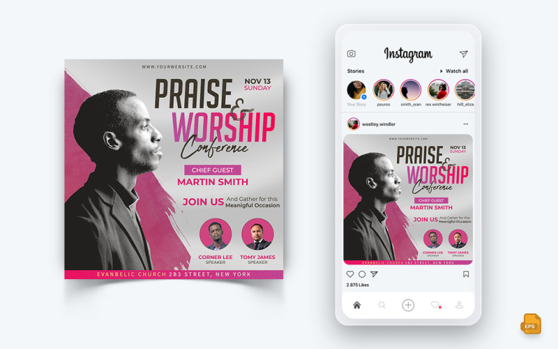 Discurso Motivacional da Igreja Redes Sociais Instagram Post Design-11