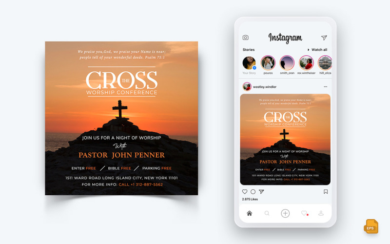 Discurso Motivacional da Igreja Redes Sociais Instagram Post Design-16