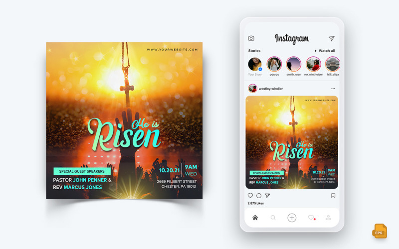 Discurso Motivacional da Igreja Redes Sociais Instagram Post Design-18