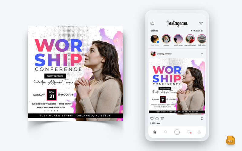 Discurso Motivacional da Igreja Redes Sociais Instagram Post Design-20