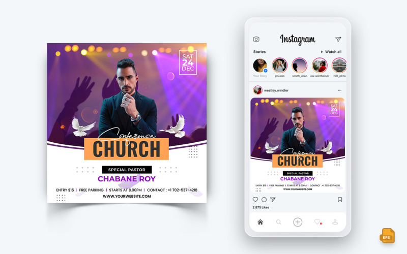 Discurso motivacional de la iglesia Social Media Instagram Post Design-05