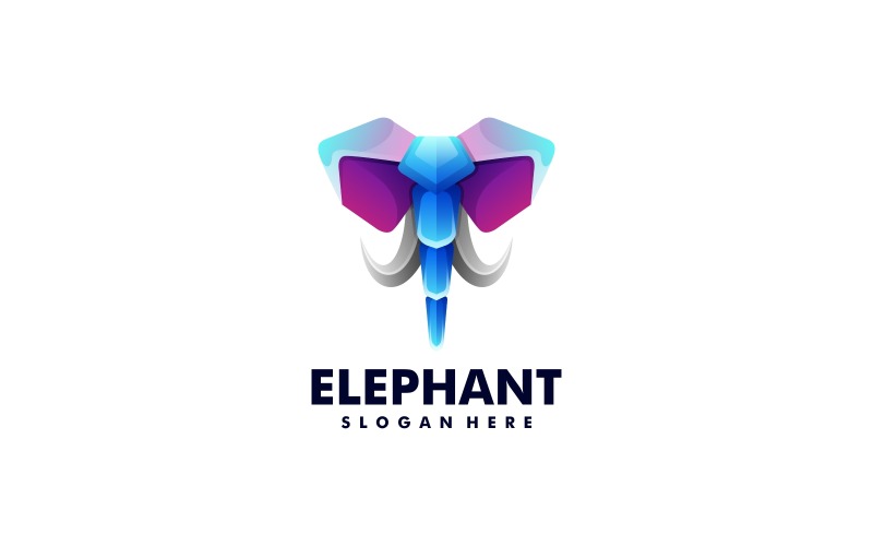 Fil Kafası Gradyan Logo Şablonu