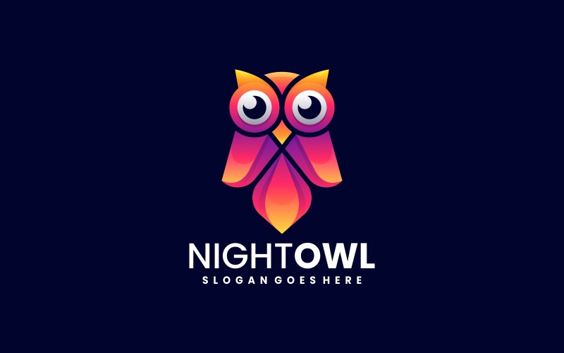 Gece Baykuşu Degrade Renkli Logo Tarzı