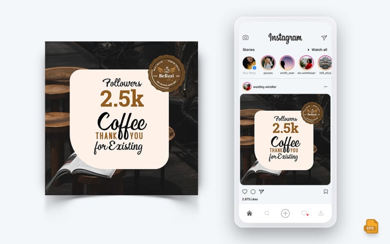 Kahve Dükkanı Sosyal Medya Instagram Post Tasarımı-22