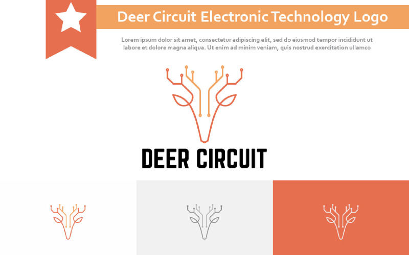 Logo monoline di tecnologia informatica elettronica animale del circuito dei cervi