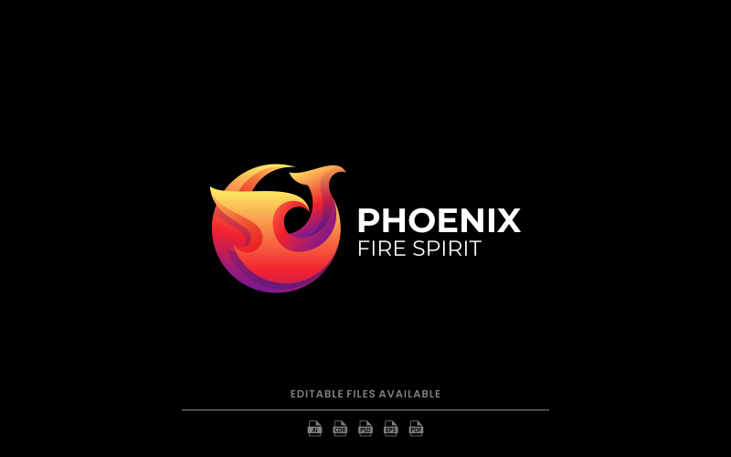 Logotipo colorido gradiente de fogo Phoenix