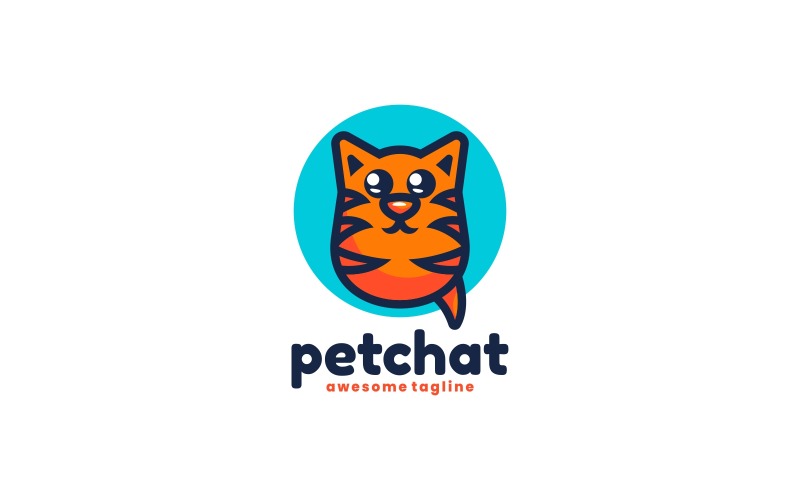 Pet Chat enkel maskot logotyp