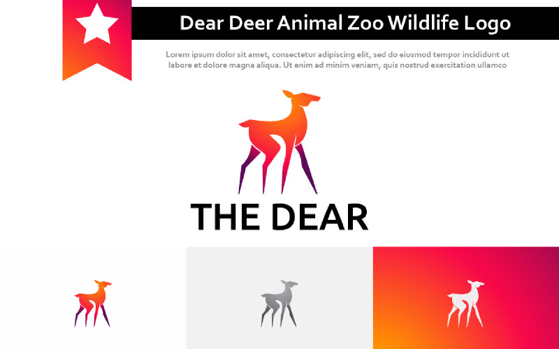 Vacker Dear Deer Animal Zoo Wildlife Logo