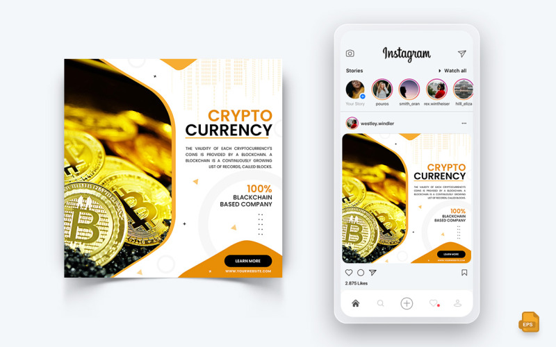 CryptoCurrency Social Media Projekt postu na Instagram-01